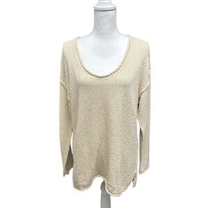 Aerie Women's Casual Oversized Voop Pullover Sweater Beige Size S